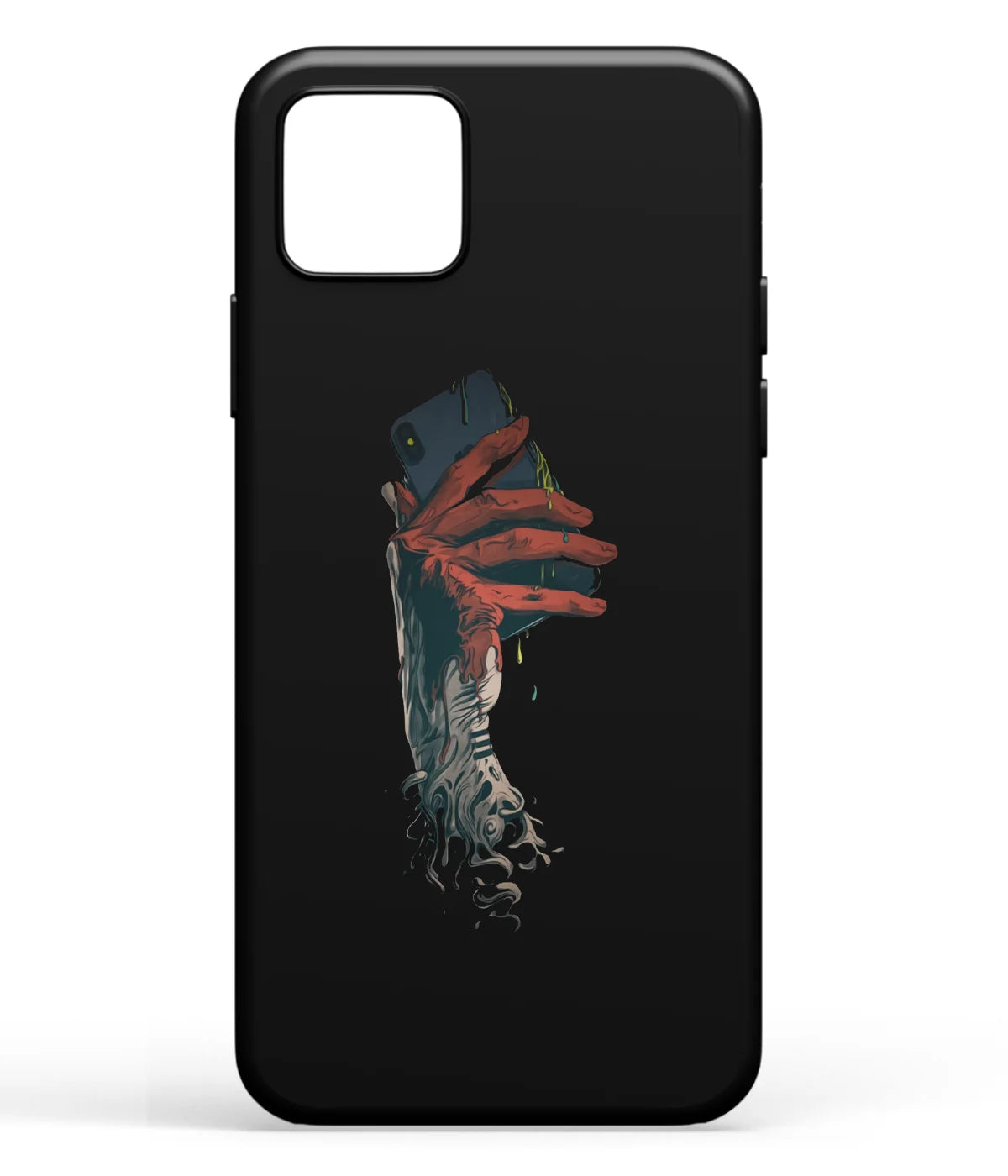 A front-on view of soft silicone phone case with a colorful design.