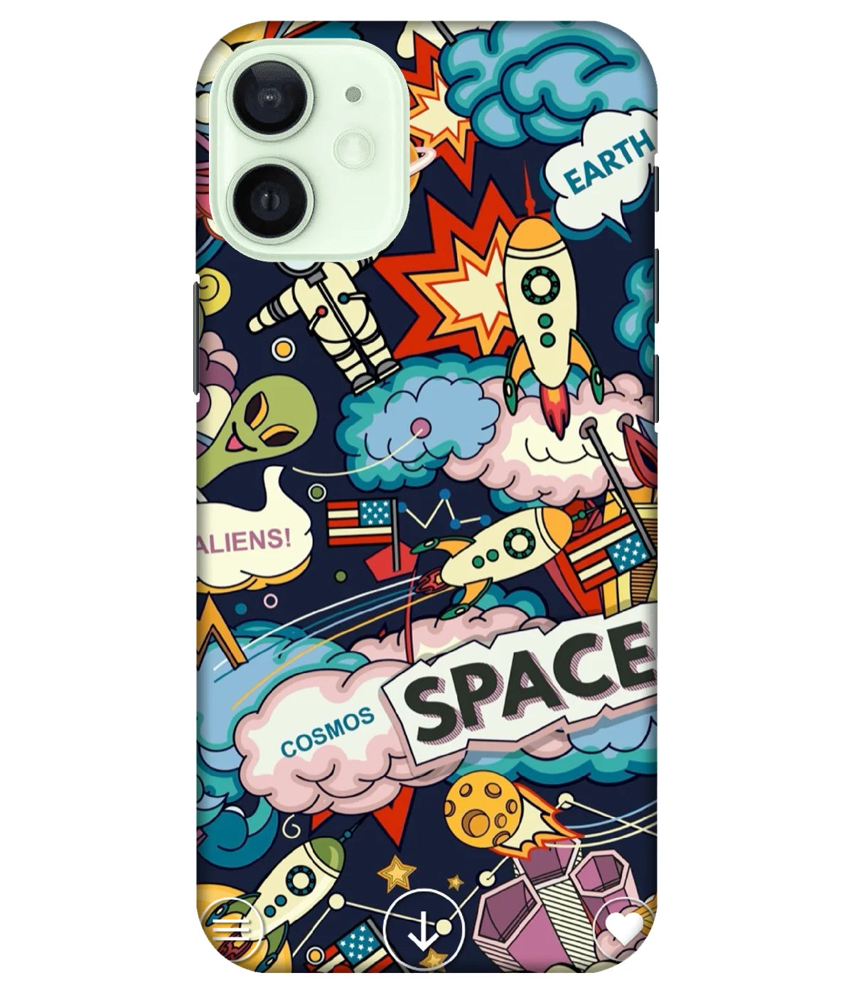 A product shot of a slim hard case with a colorful design.