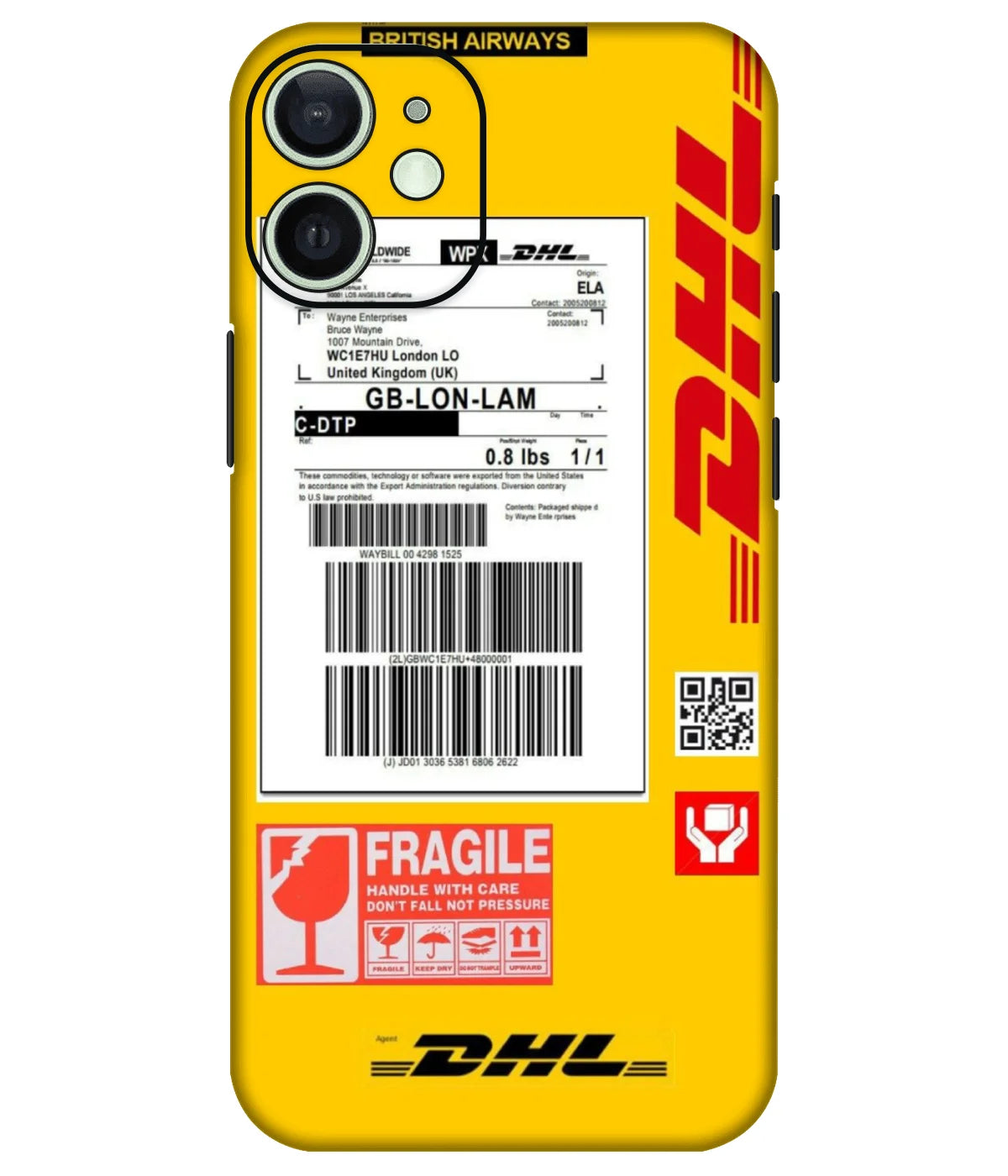 Image of a phone case featuring a mobile skin with a graphic design.