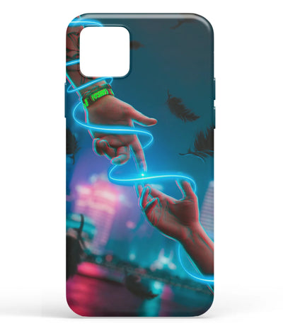 A front-on view of soft silicone phone case with a colorful design.