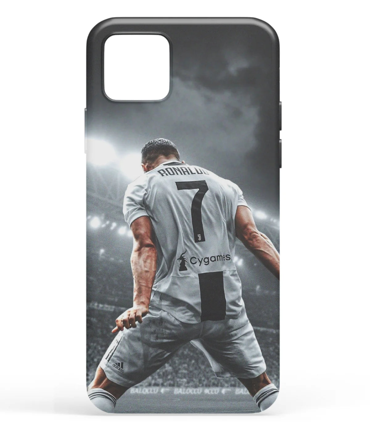 A front-on view of soft silicone phone case with a colorful design.