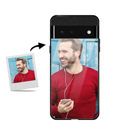 Customized Google Pixel 6 5G Glass Back Cover showing a personalized photo print.