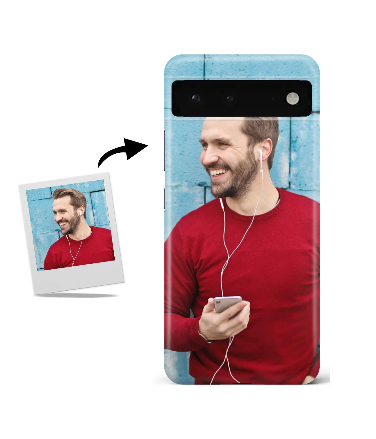 Customized Google Pixel 6A Slim Hard Case showing a personalized photo print.
