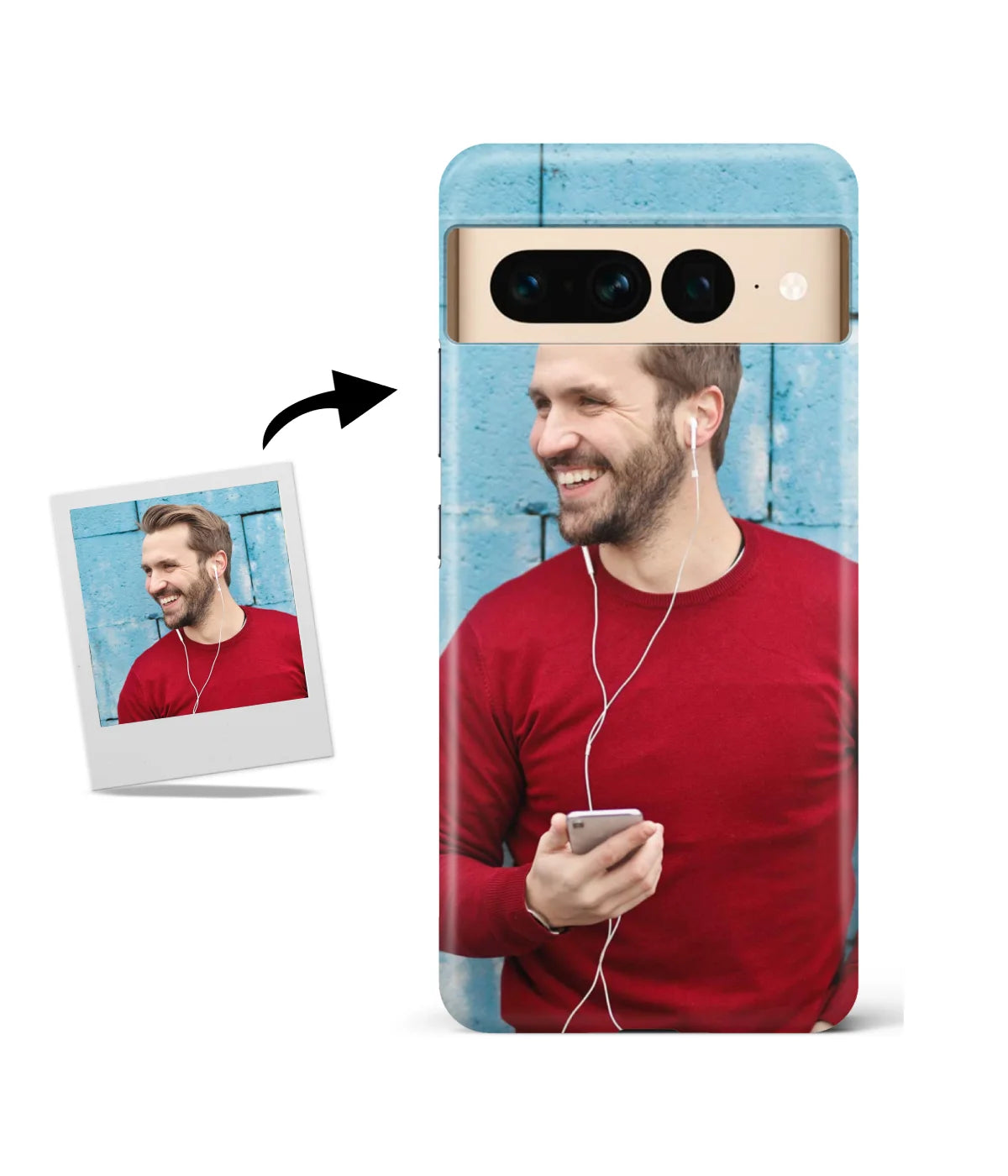 Customized Google Pixel 7 Pro Slim Hard Case showing a personalized photo print.
