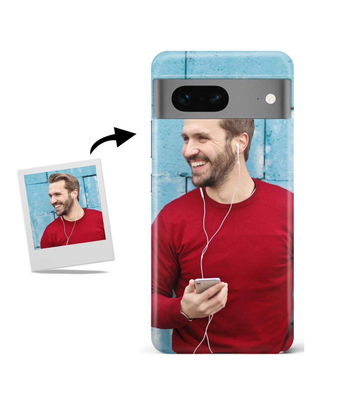 Customized Google Pixel 7 Slim Hard Case showing a personalized photo print.