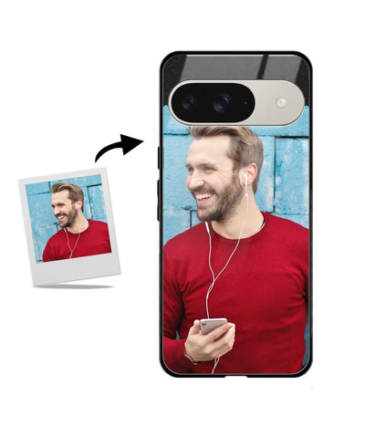 Customized Google Pixel 9 Glass Back Cover showing a personalized photo print.