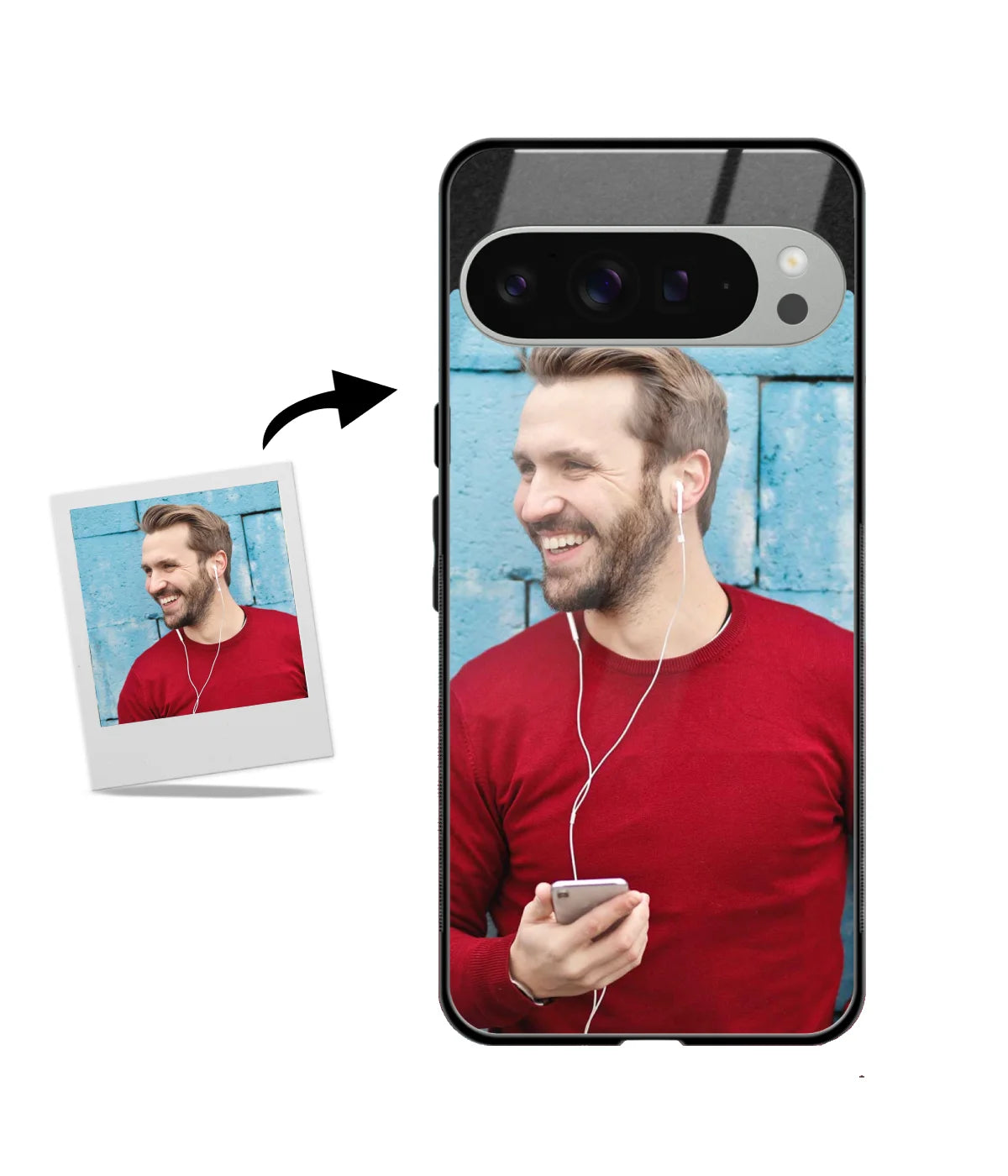 Customized Google Pixel 9 Pro Glass Back Cover showing a personalized photo print.