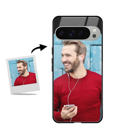 Customized Google Pixel 9 Pro Xl Glass Back Cover showing a personalized photo print.