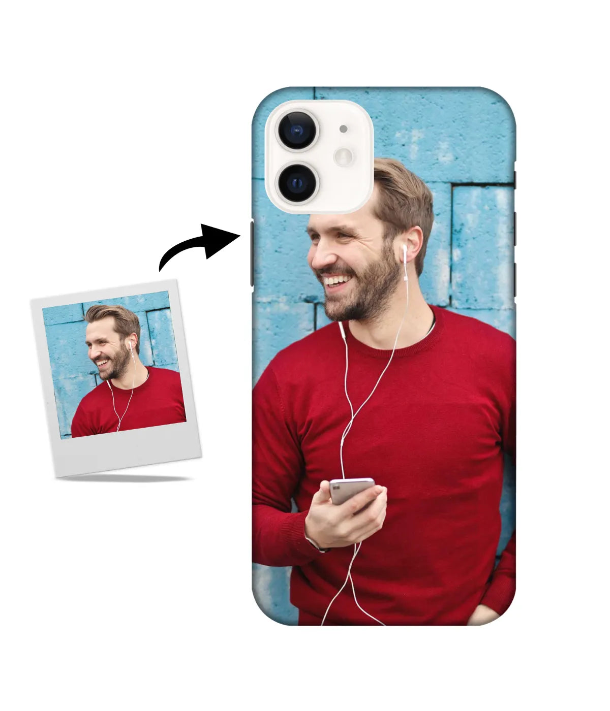 Customized iPhone 12 Slim Hard Case showing a personalized photo print.
