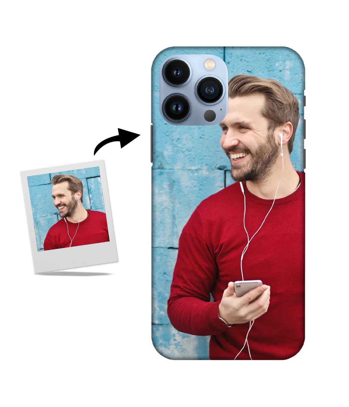 Customized iPhone 13 Pro Max Slim Hard Case showing a personalized photo print.