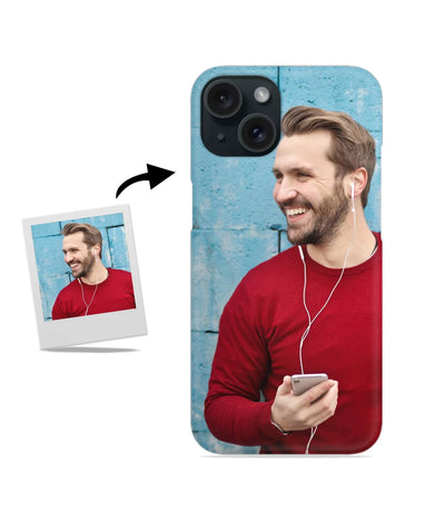 Customized iPhone 15 Slim Hard Case showing a personalized photo print.