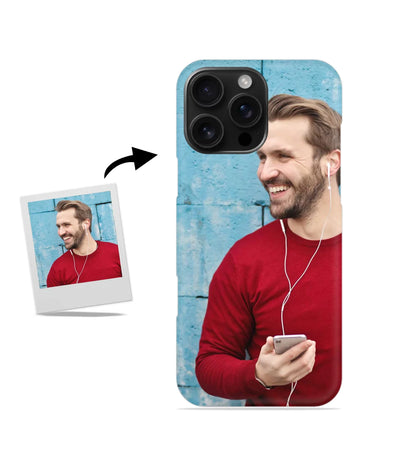 Customized iPhone 16 Pro Max Slim Hard Case showing a personalized photo print.