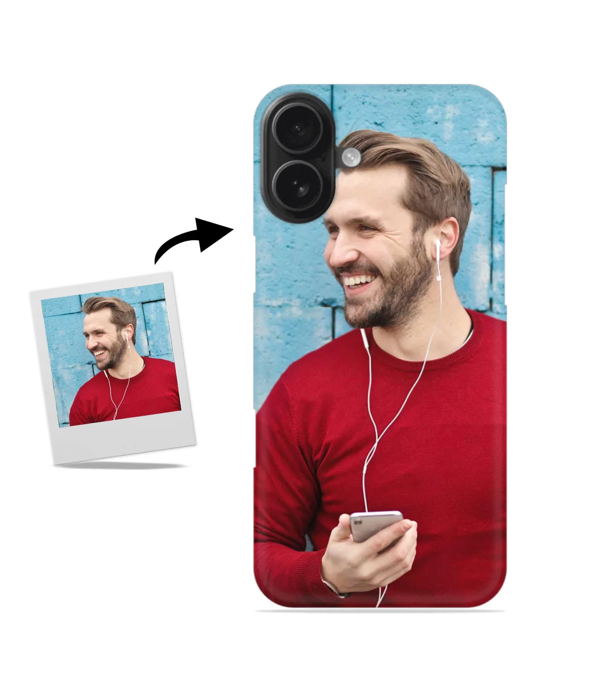 Customized iPhone 16 Slim Hard Case showing a personalized photo print.