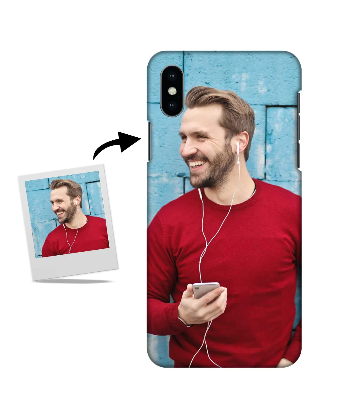 Customized iPhone X Slim Hard Case showing a personalized photo print.