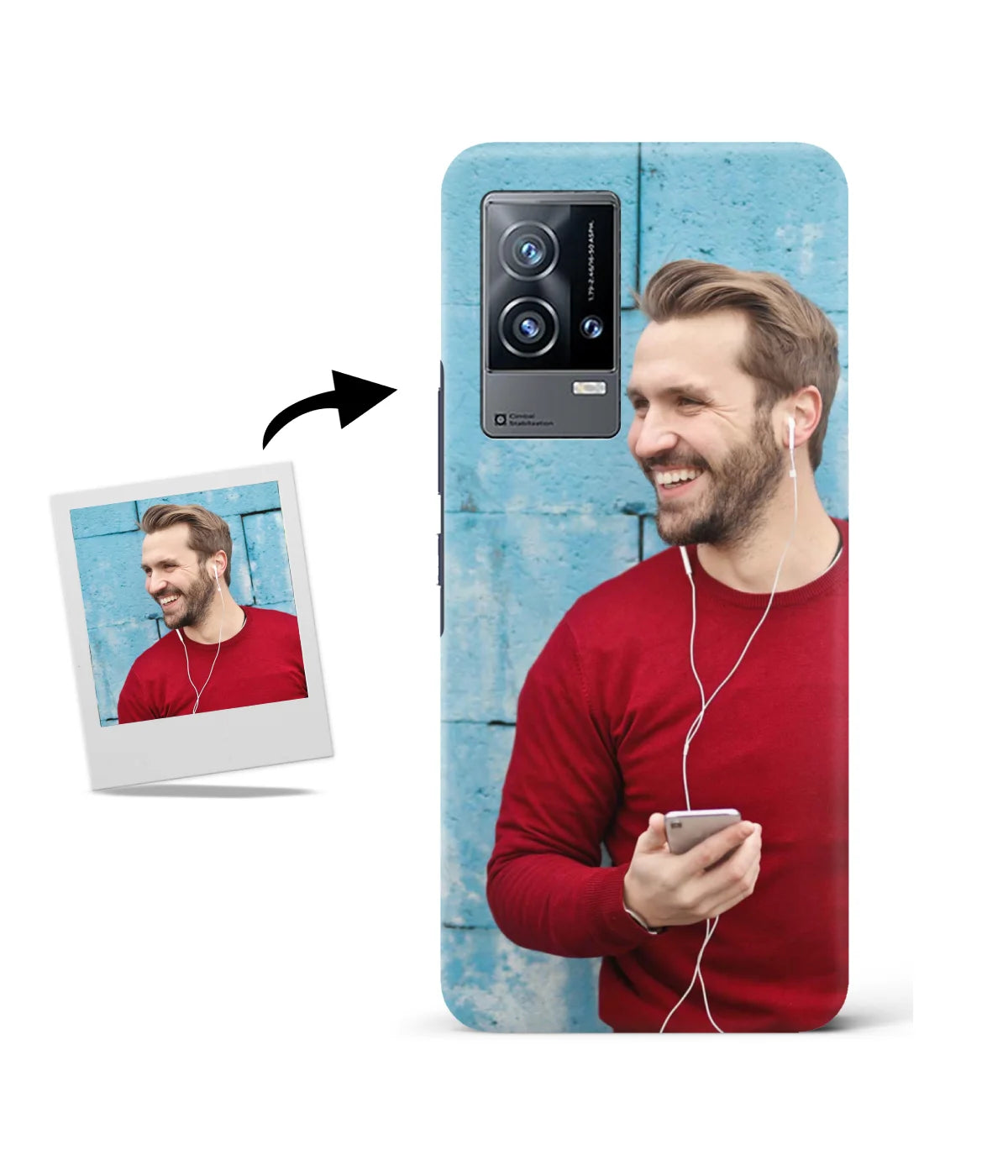 Customized IQOO 9 5G Slim Hard Case showing a personalized photo print.