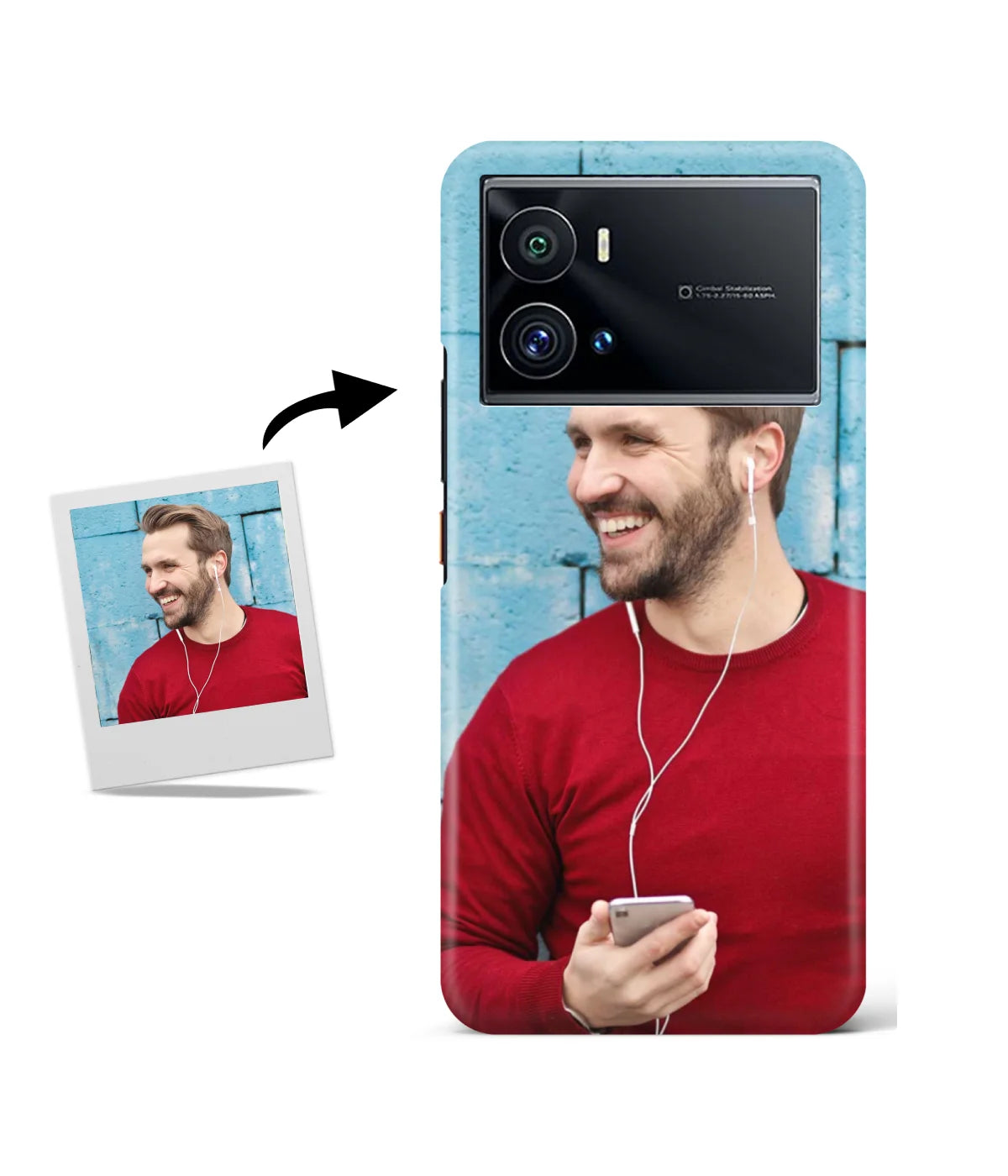 Customized IQOO 9 Pro 5G Slim Hard Case showing a personalized photo print.