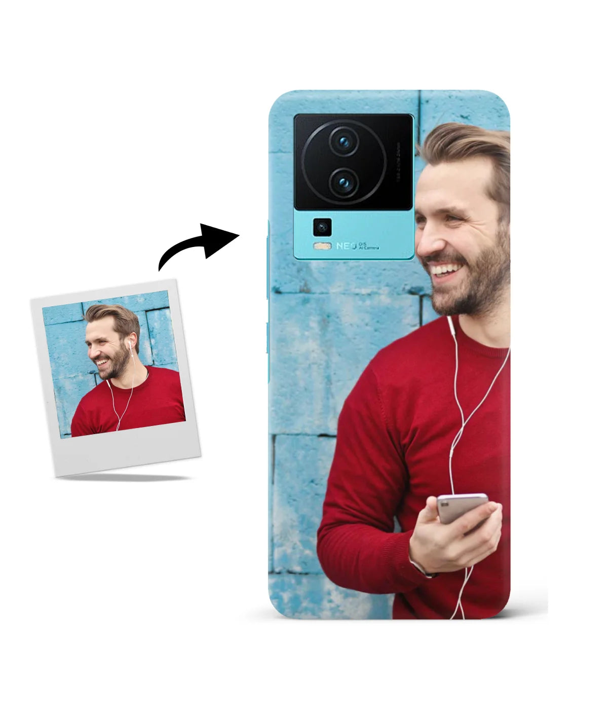 Customized IQOO Neo 7 5G Slim Hard Case showing a personalized photo print.