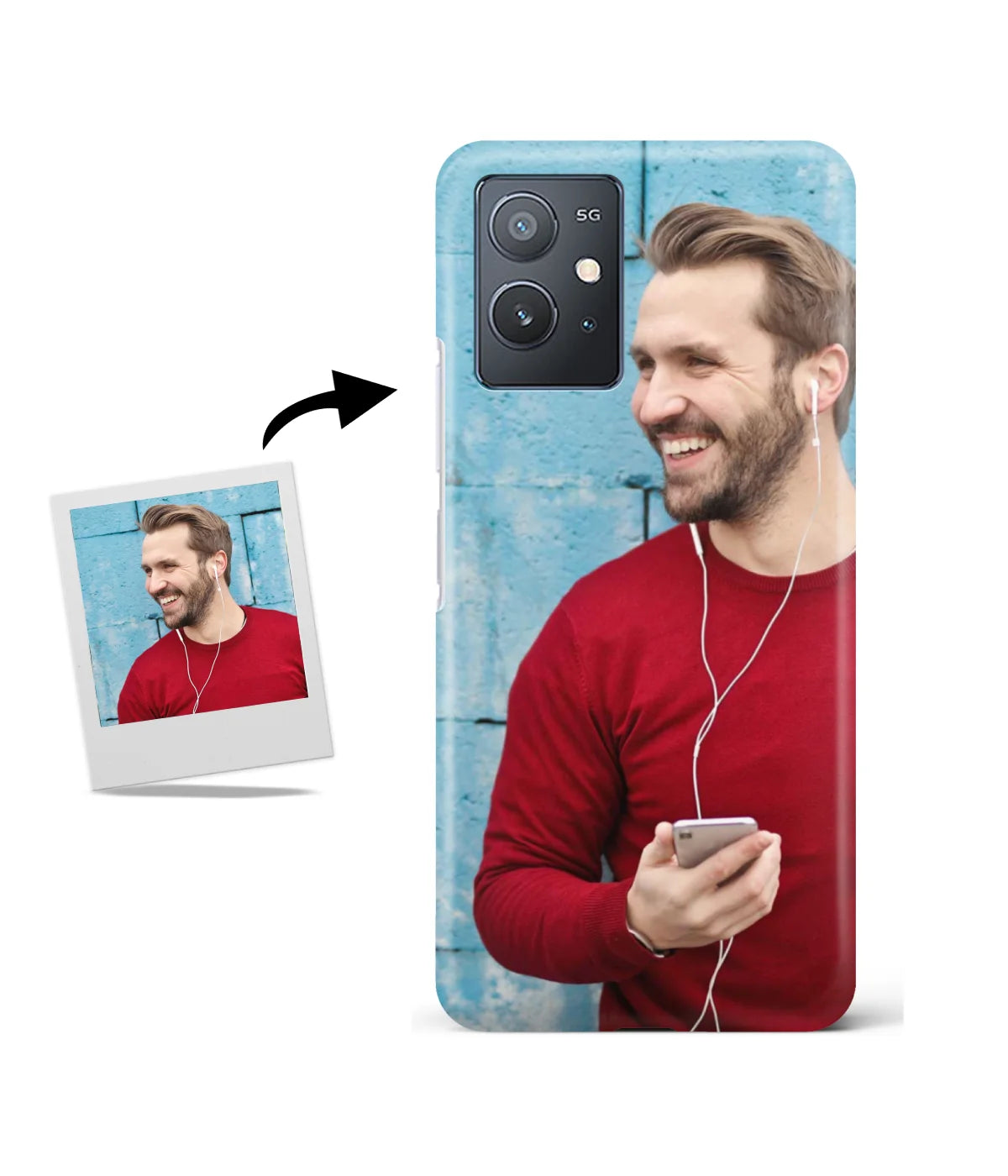 Customized IQOO Z6 5G Slim Hard Case showing a personalized photo print.