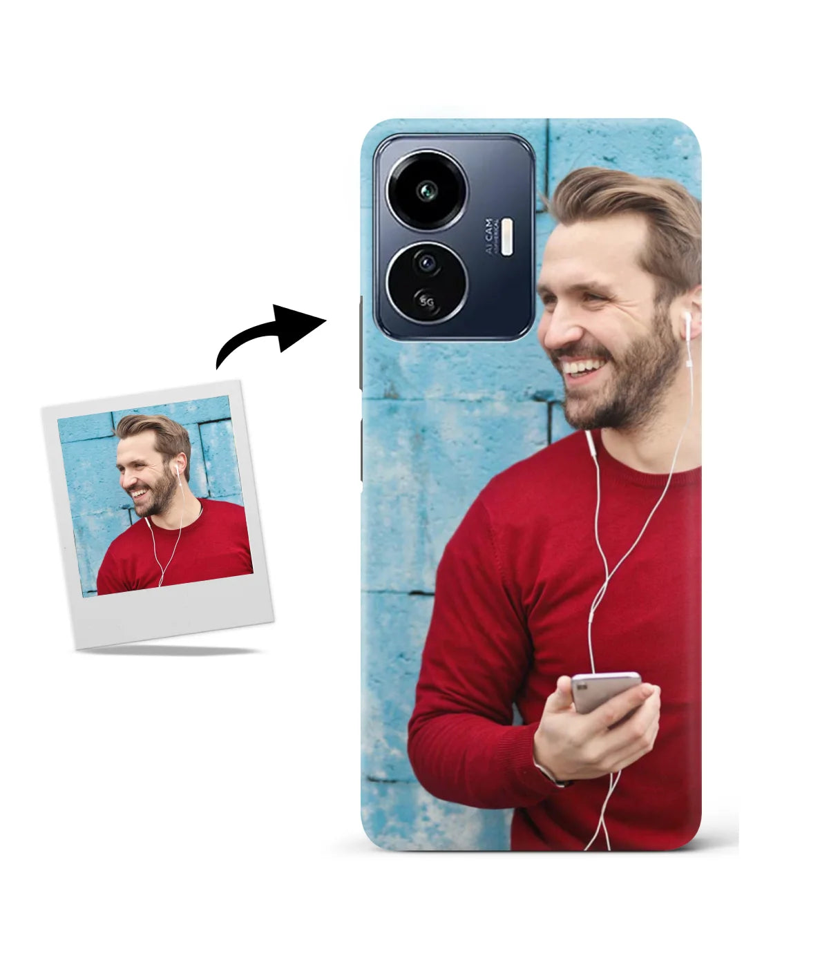 Customized IQOO Z6 Lite 5G Slim Hard Case showing a personalized photo print.