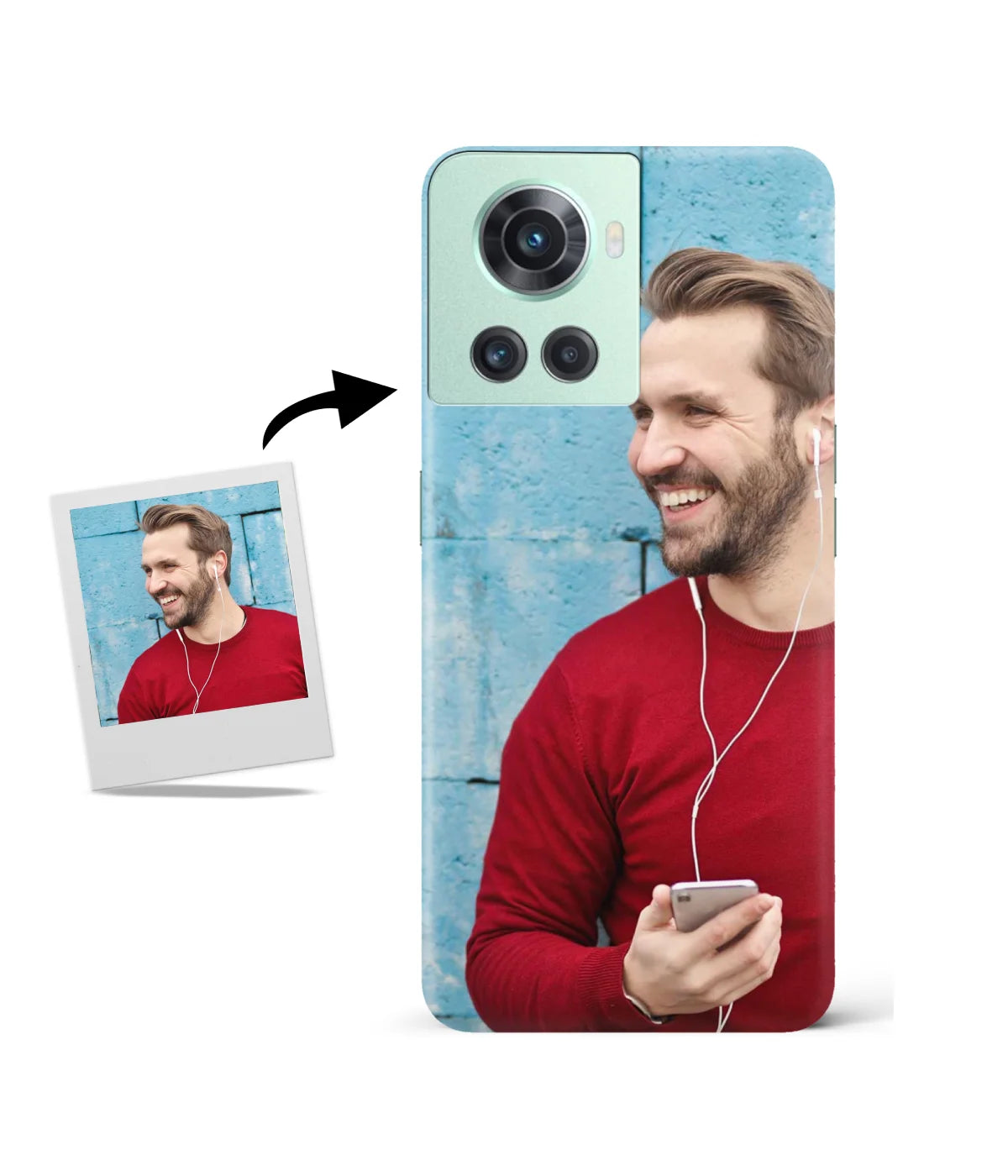 Customized Oneplus 10R 5G Slim Hard Case showing a personalized photo print.