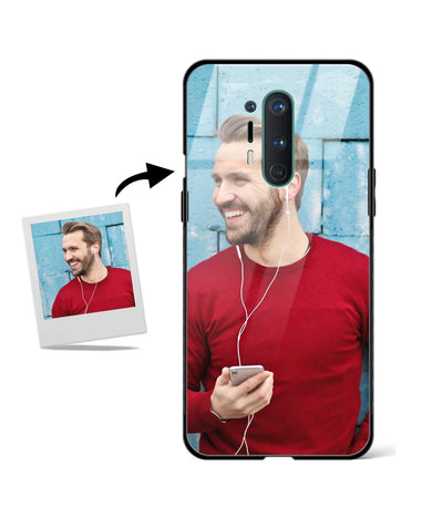 Customized Oneplus 8 Pro Glass cover showing a personalized photo print.
