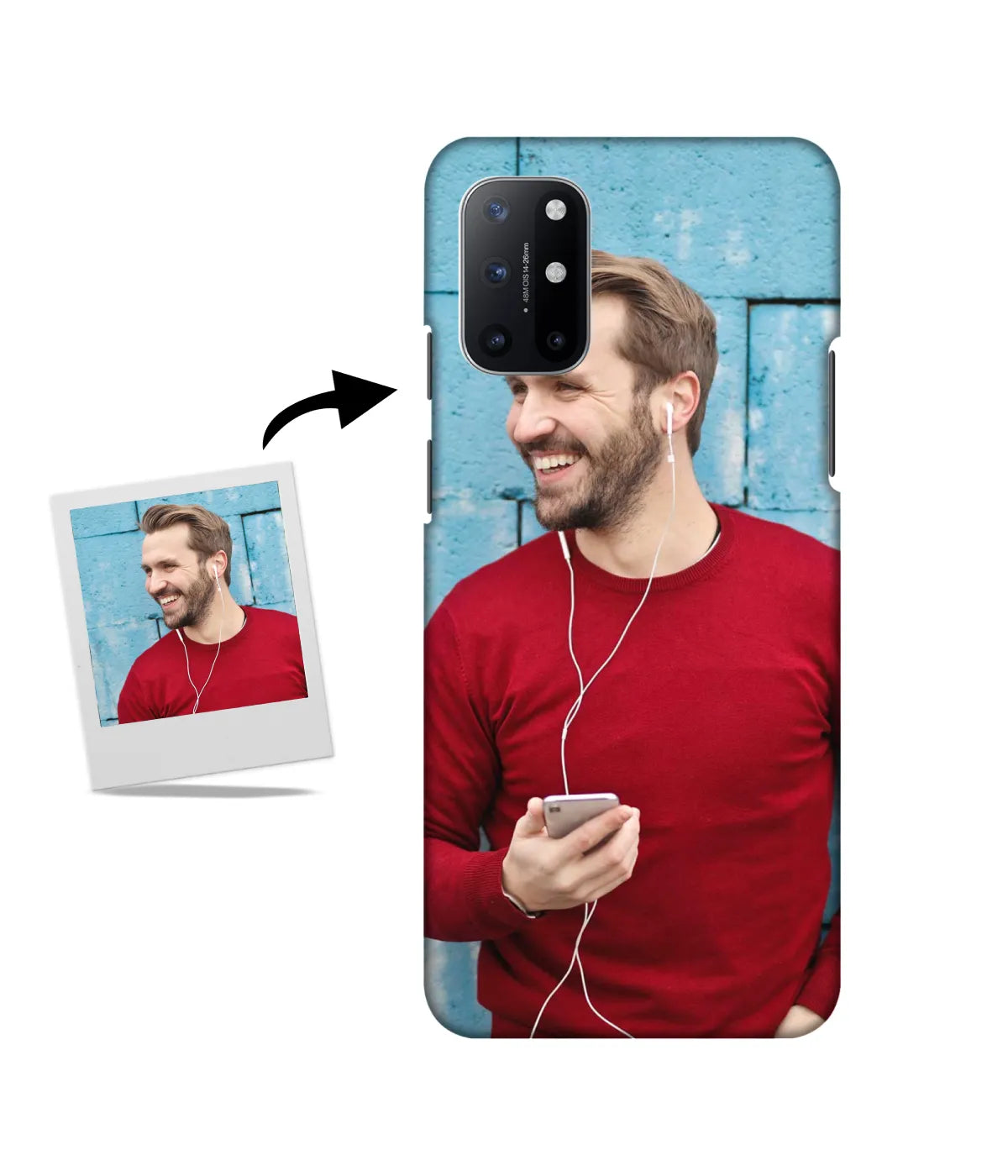 Customized OnePlus 8T Slim Hard Case showing a personalized photo print.