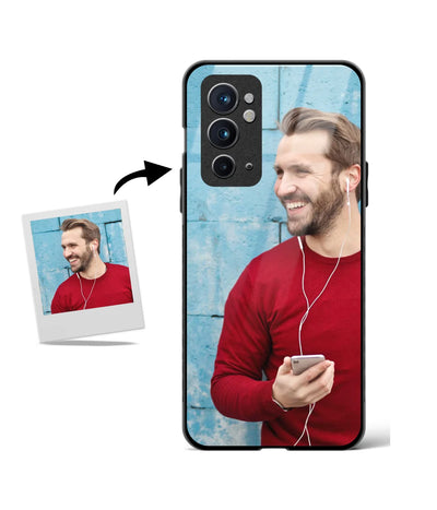 Customized Oneplus 9RT Glass cover showing a personalized photo print.