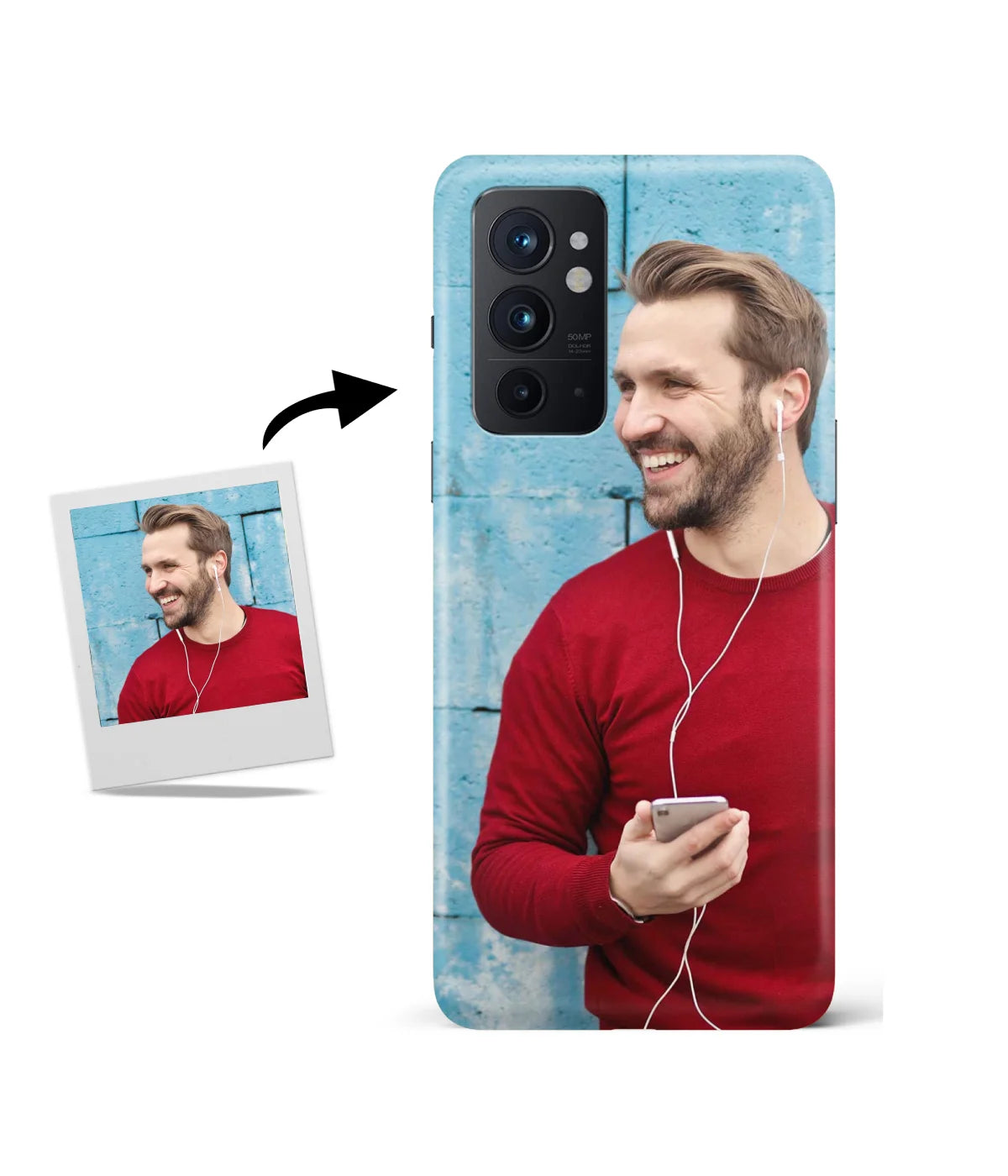 Customized Oneplus 9 RT Slim Hard Case showing a personalized photo print.