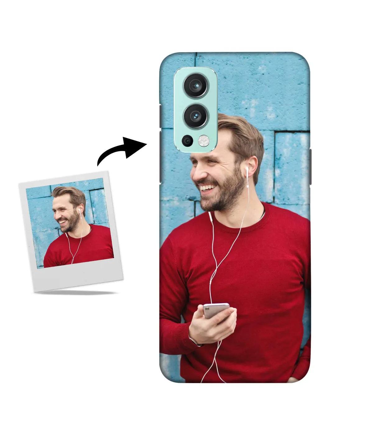 Customized OnePlus Nord 2 Slim Hard Case showing a personalized photo print.