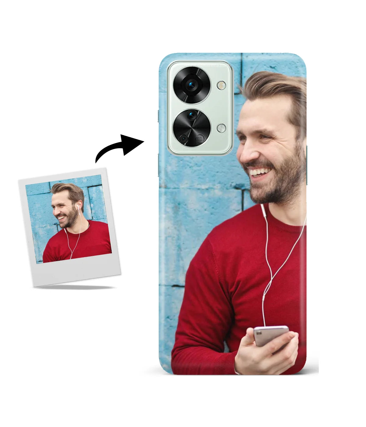 Customized Oneplus Nord 2T 5G Slim Hard Case showing a personalized photo print.