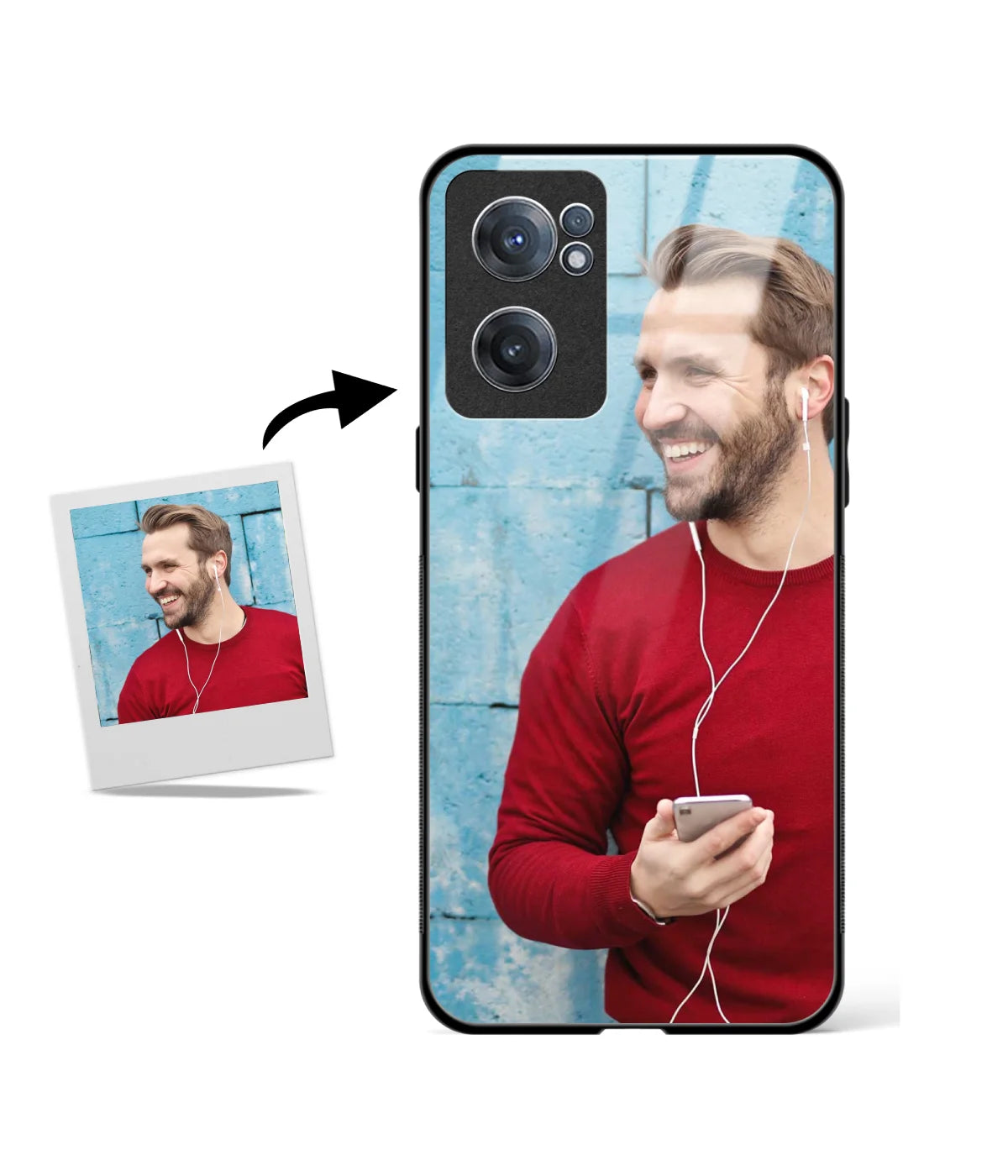 Customized Oneplus Nord Ce 2 5G Glass cover showing a personalized photo print.