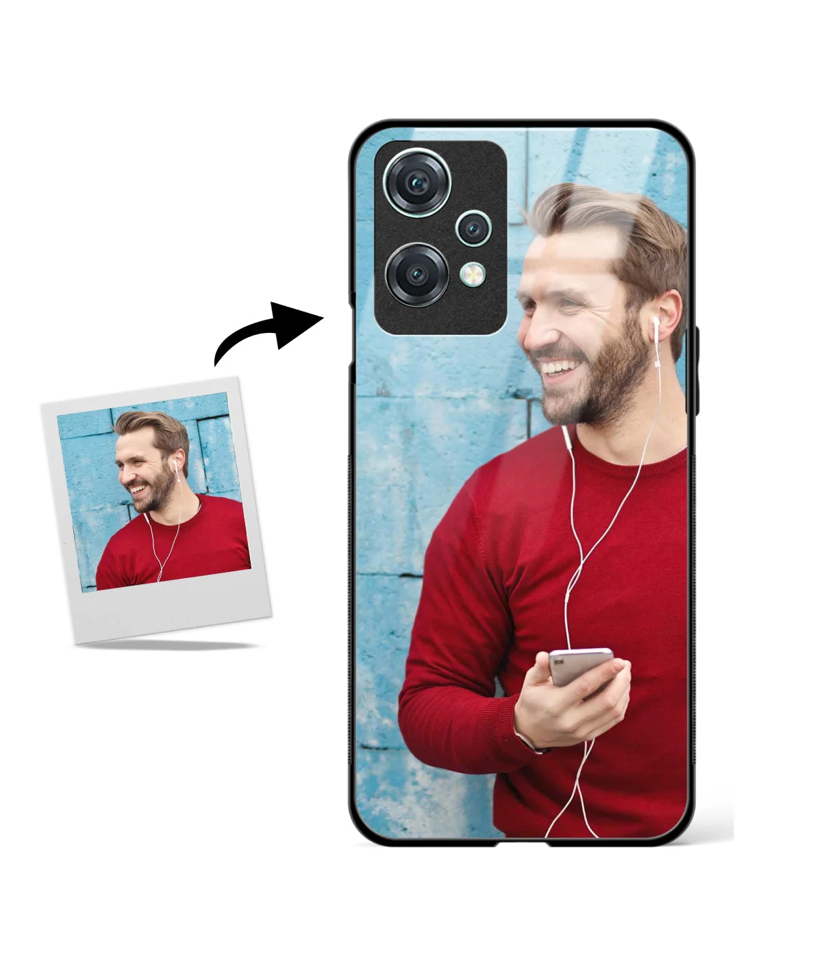Customized Oneplus Nord Ce 2 Lite 5G Glass cover showing a personalized photo print.