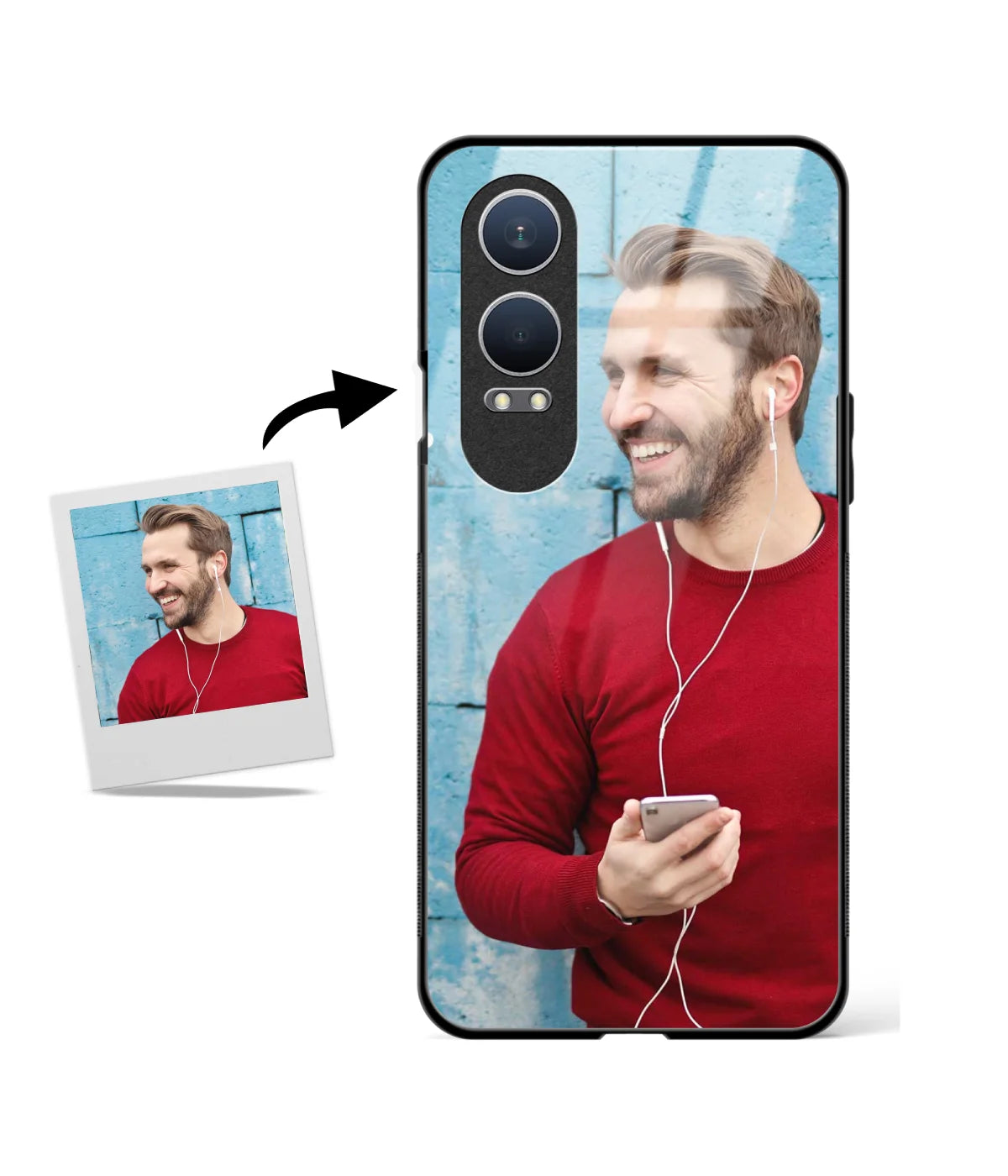 Customized Oneplus Nord Ce 4 Lite Glass cover showing a personalized photo print.