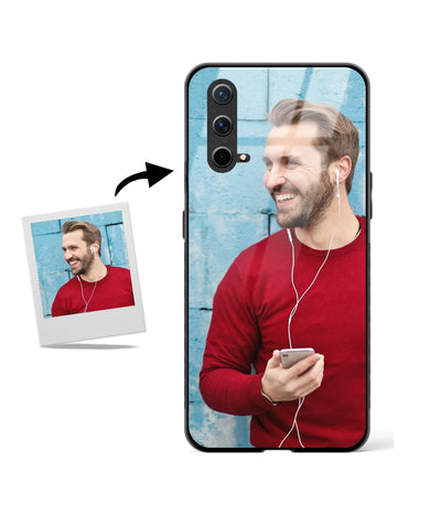 Customized Oneplus Nord Ce 5G Glass cover showing a personalized photo print.