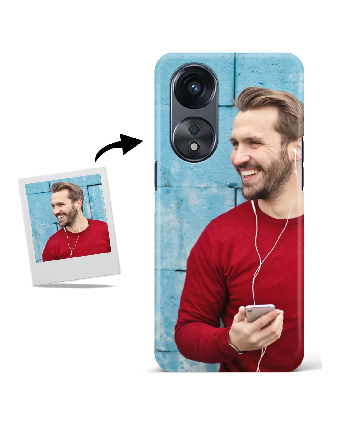 Customized Oppo A58 4G Slim Hard Case showing a personalized photo print.