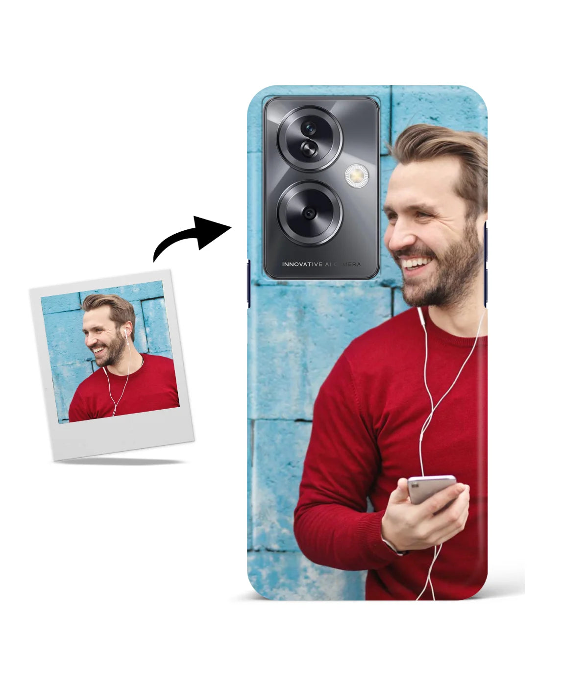 Customized Oppo A79 5G Slim Hard Case showing a personalized photo print.