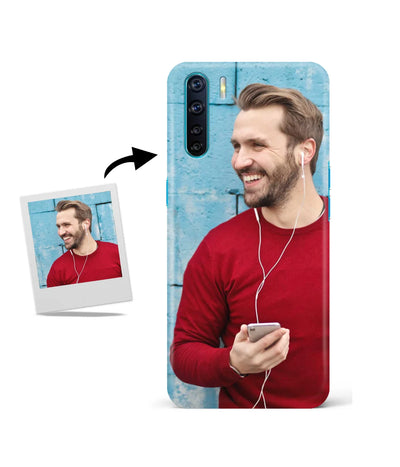 Customized Oppo F15 Slim Hard Case showing a personalized photo print.