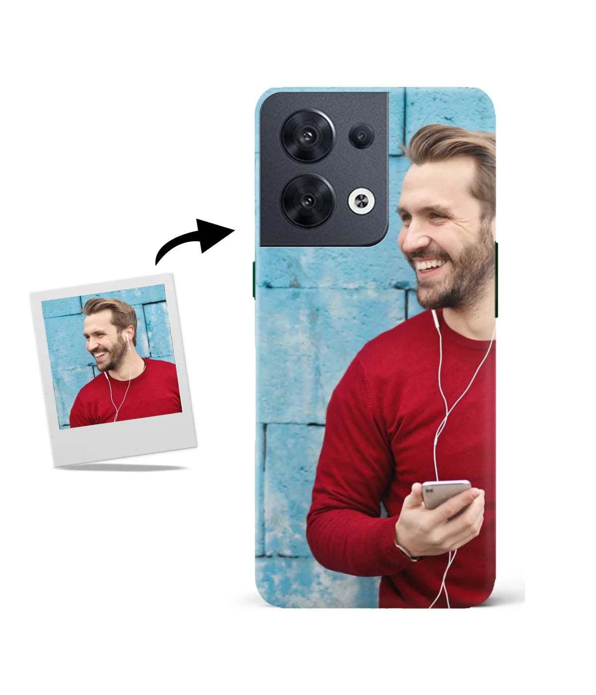 Customized Oppo Reno 8 5G Slim Hard Case showing a personalized photo print.