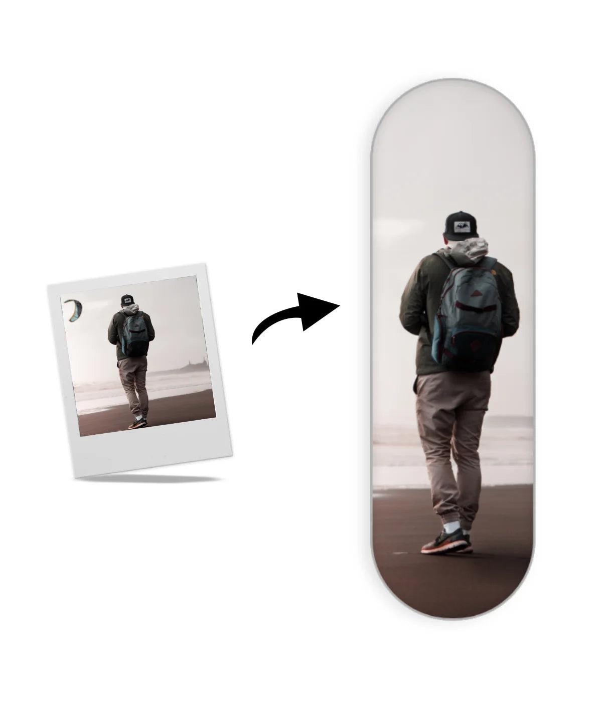 Product illustration of a personalized photo on a custom phone grip slider.