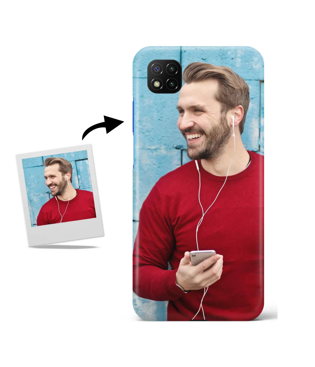 Customized Poco C3 Slim Hard Case showing a personalized photo print.