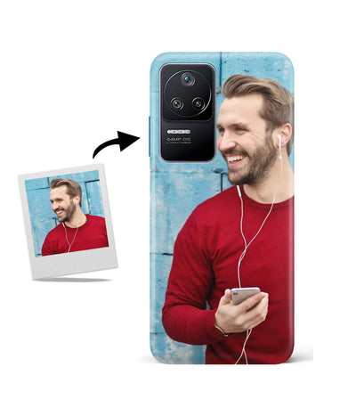 Customized Poco F4 5G Slim Hard Case showing a personalized photo print.