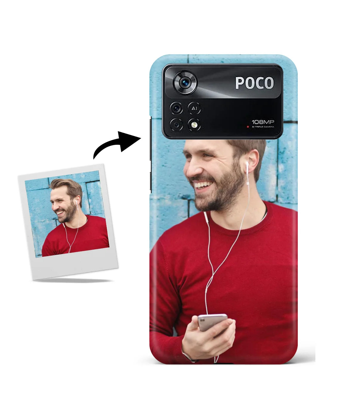 Customized Poco X4 Pro 5G Slim Hard Case showing a personalized photo print.