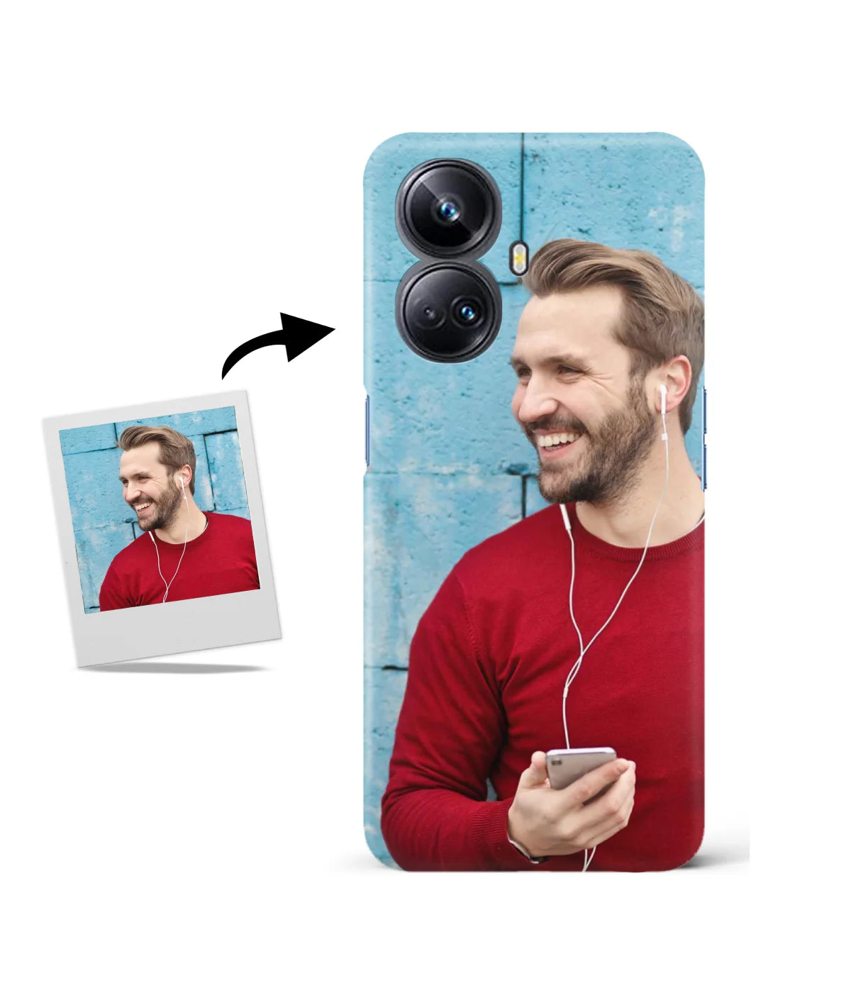 Customized Realme 10 Pro Plus 5G Slim Hard Case showing a personalized photo print.