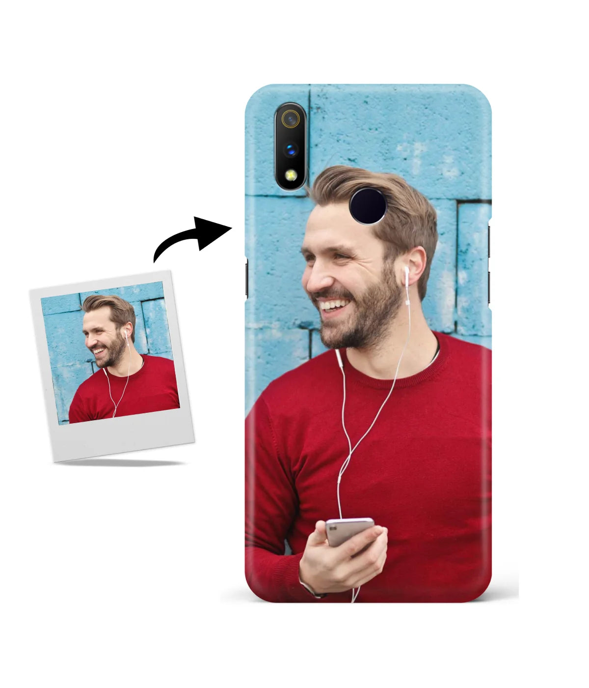 Customized Realme 3 Slim Hard Case showing a personalized photo print.