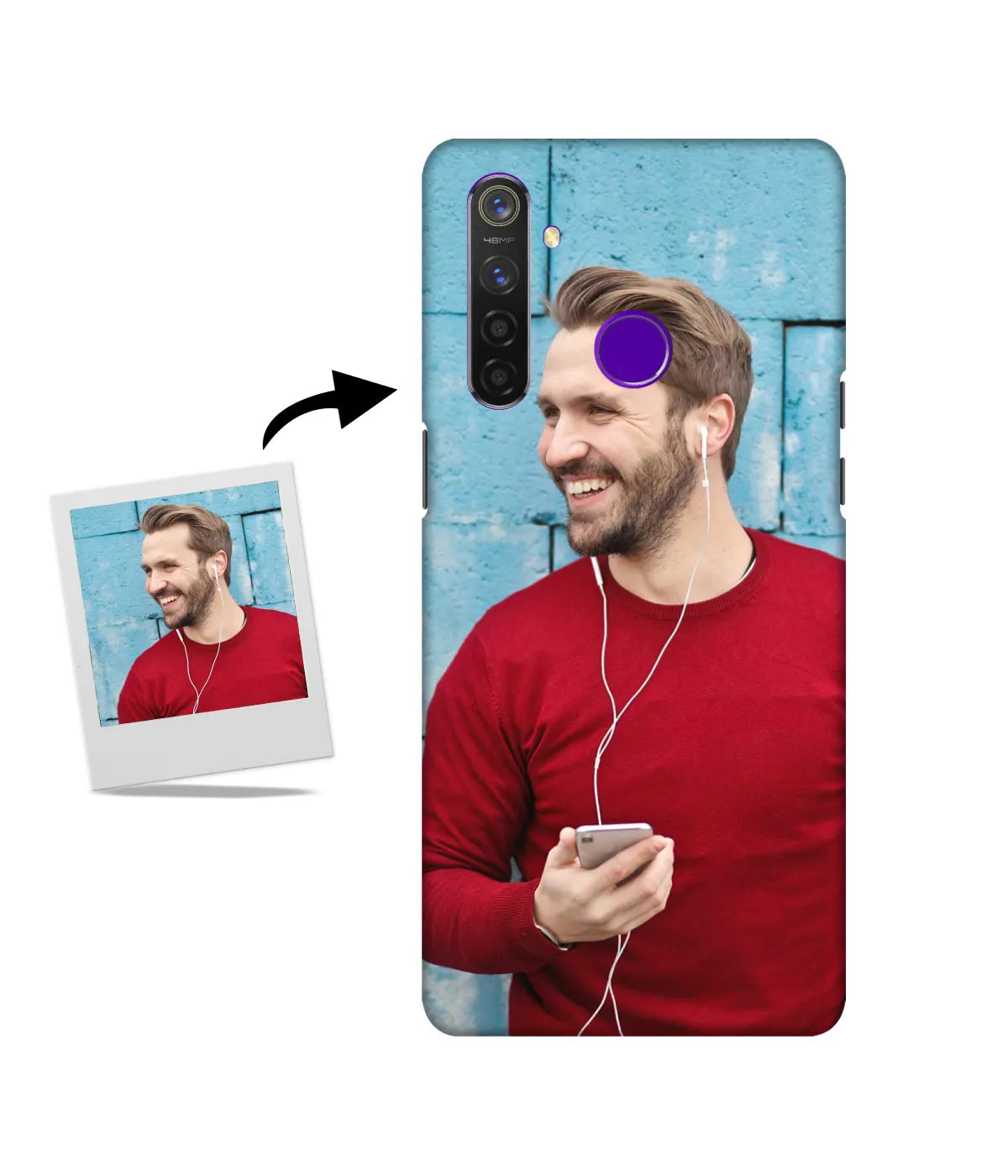 Customized Realme 5 Pro Slim Hard Case showing a personalized photo print.
