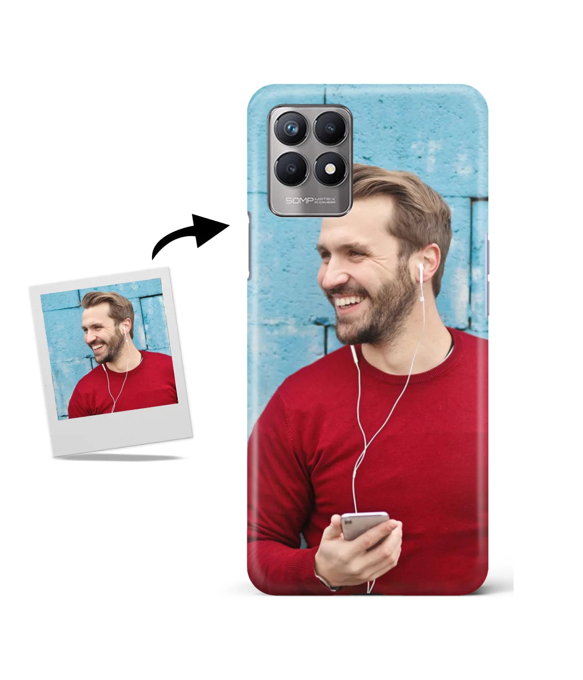 Customized Realme 8I Slim Hard Case showing a personalized photo print.