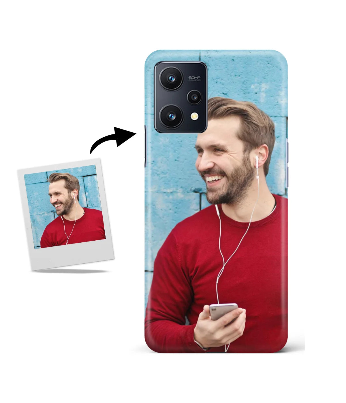 Customized Realme 9 5G Slim Hard Case showing a personalized photo print.