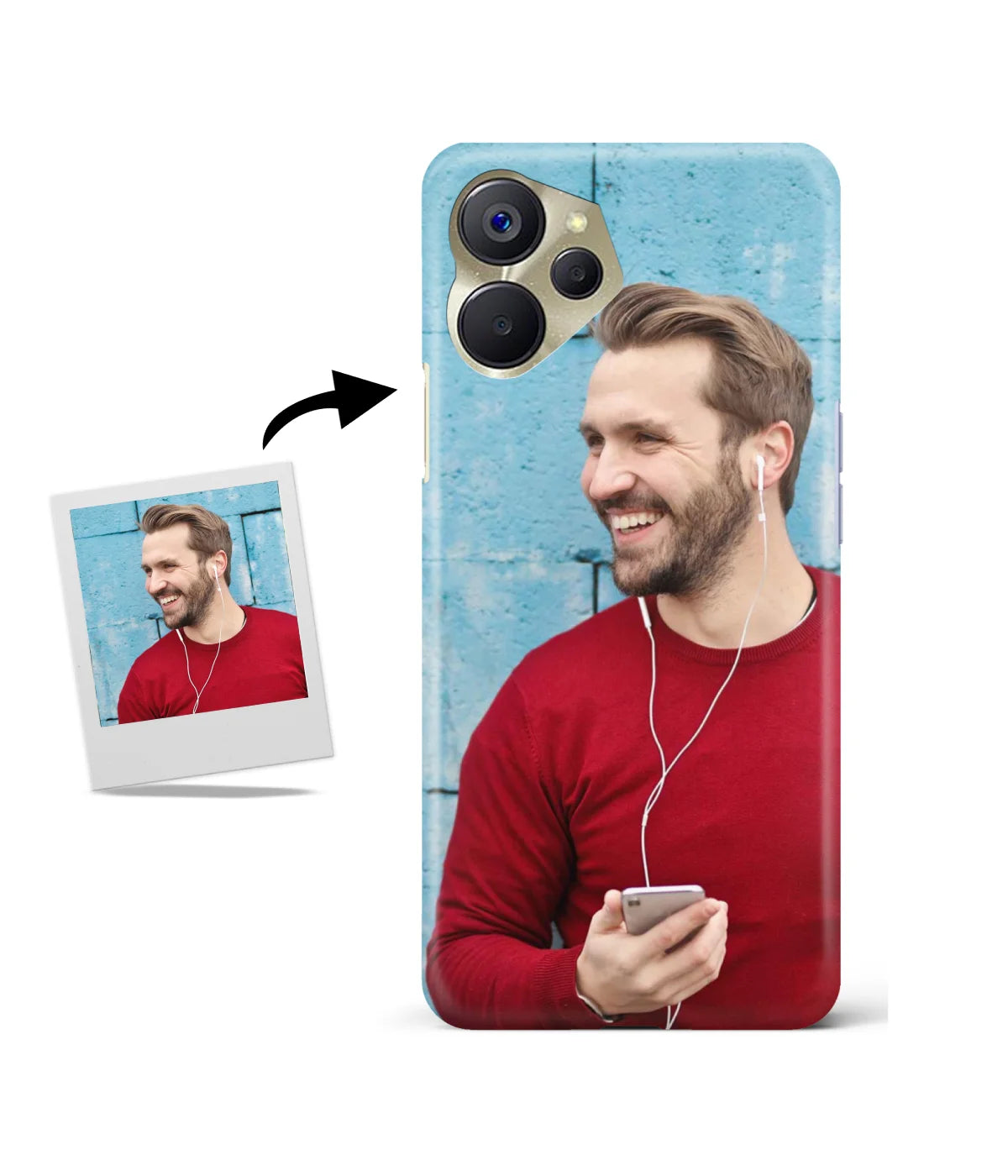 Customized Realme 9I 5G Slim Hard Case showing a personalized photo print.