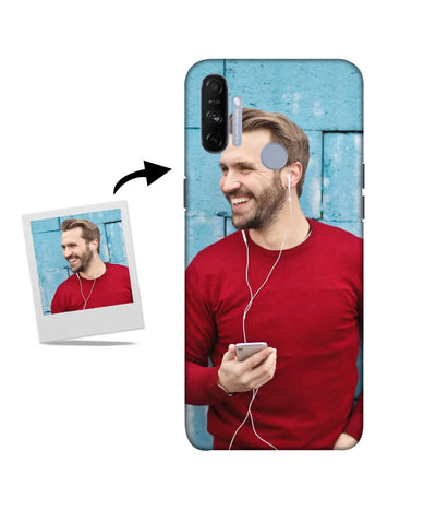 Customized Realme Narzo 20A Slim Hard Case showing a personalized photo print.