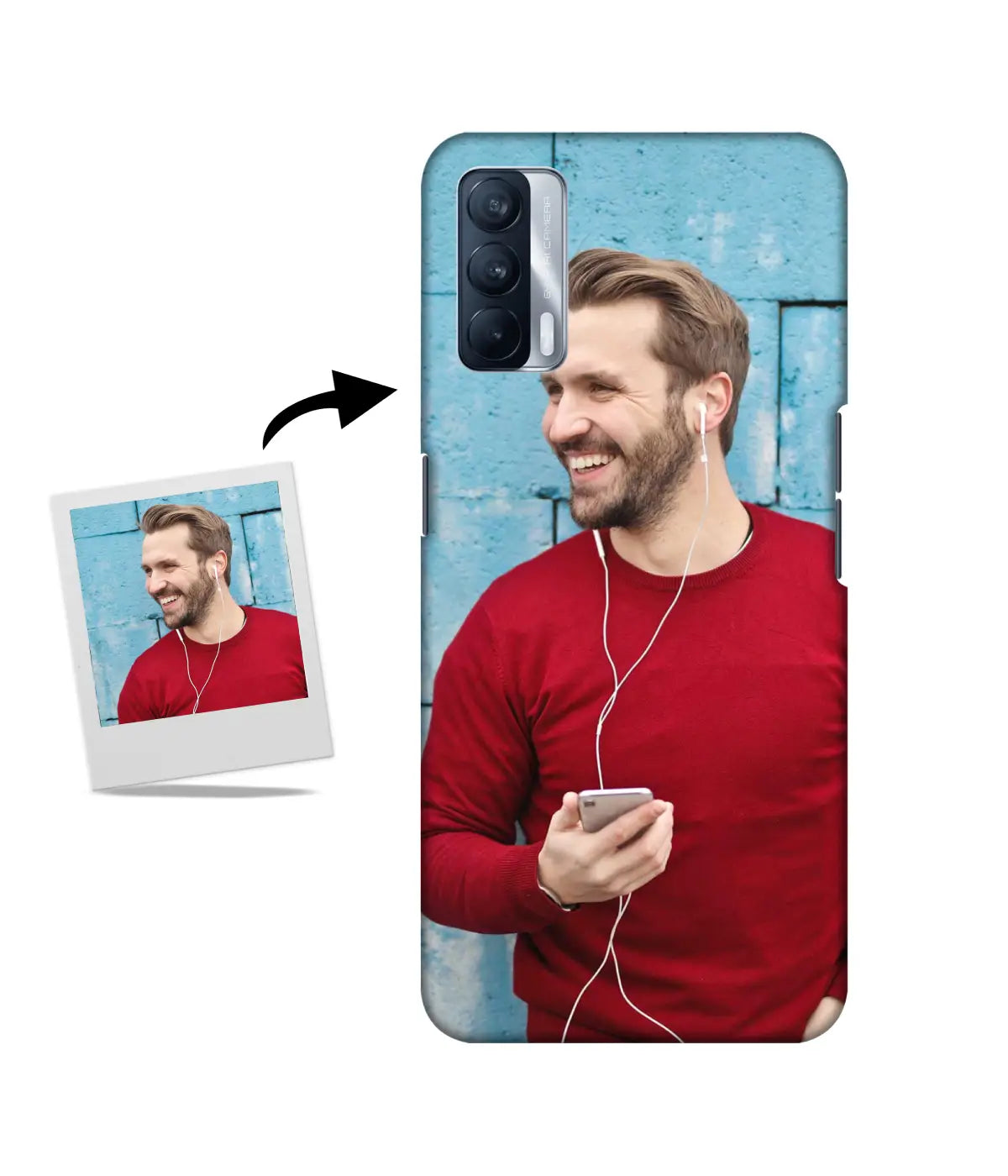 Customized Realme X7 Slim Hard Case showing a personalized photo print.